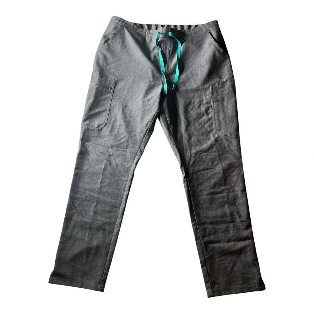FIGS Technical Collection Scrub Pants Gray Large Drawstring Stretch Pockets